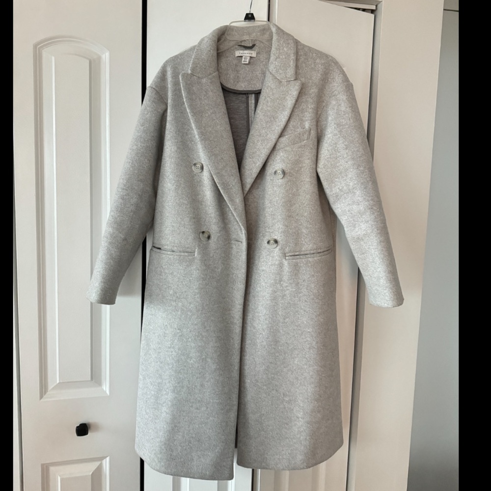 Topshop Brooke Double Breasted Long Coat Size 4